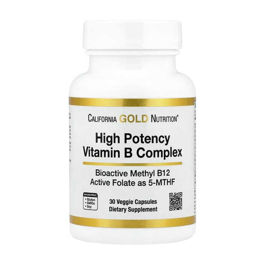 California Gold Nutrition High Potency Vitamin B Complex with Thiamin HCl Niacin Pantothenic Acid and Inositol Veggie Capsules