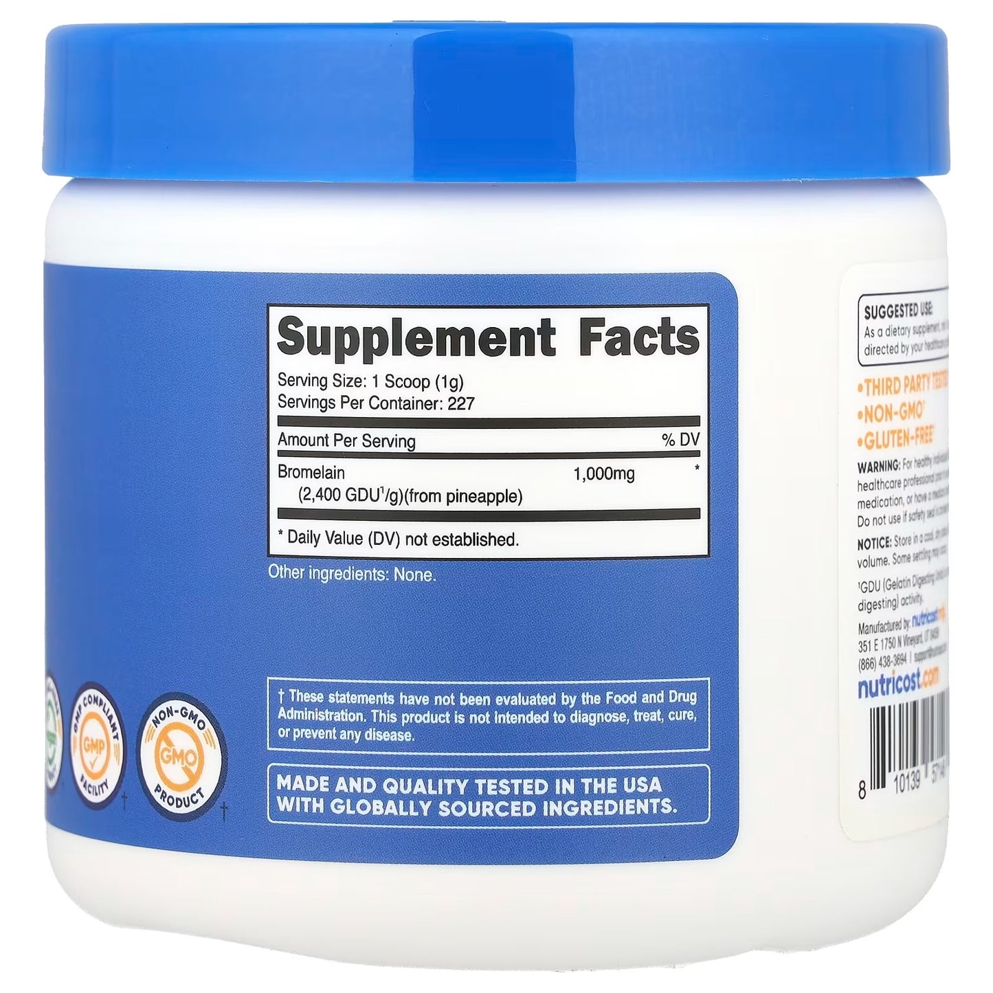 Nutricost Bromelain Powder 8 oz (227g) – Non-GMO, Vegetarian & Gluten-Free Enzyme Supplement