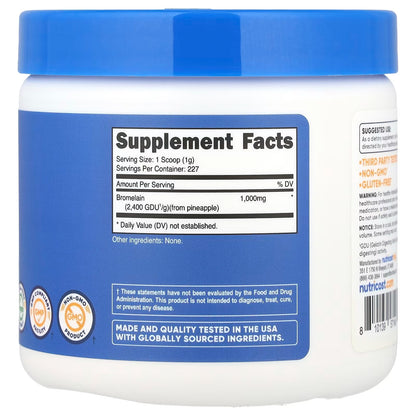 Nutricost Bromelain Powder 8 oz (227g) – Non-GMO, Vegetarian & Gluten-Free Enzyme Supplement