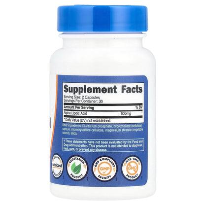 Nutricost Alpha Lipoic Acid 600mg – 60 Capsules, Antioxidant & Wellness Supplement