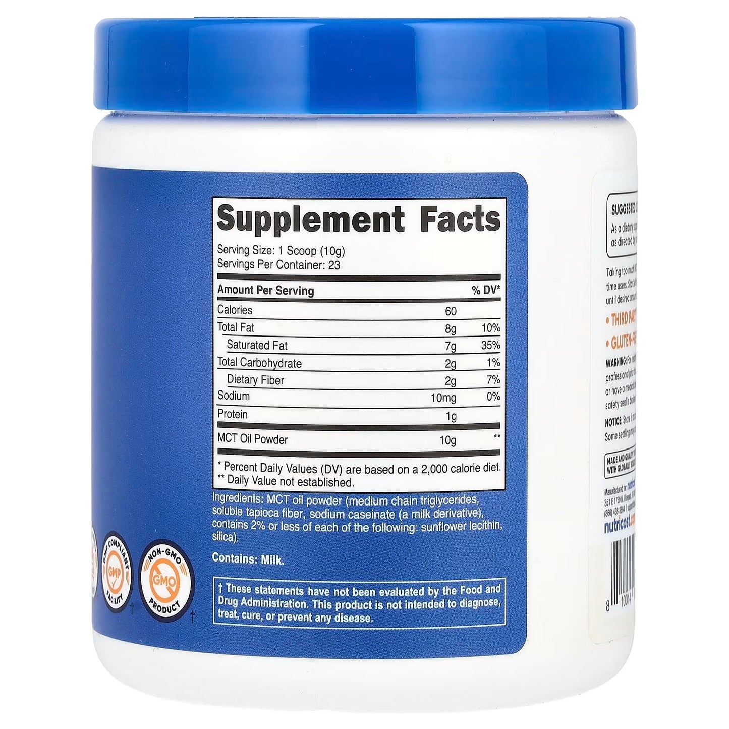 Nutricost C8 MCT Oil Powder 8oz – 95% C8 MCT, 23 Servings, MCT Supplemen