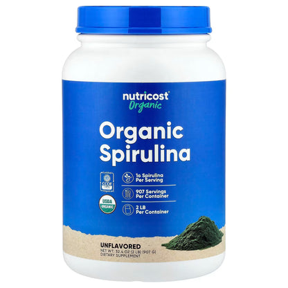 Nutricost Organic Spirulina Powder 1 lb (454g) – Pure Vegan Superfood Supplement