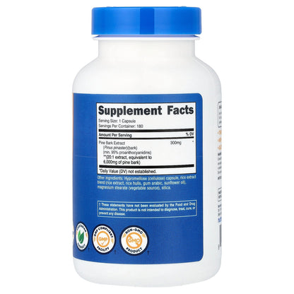 Nutricost Pine Bark Extract – 180 Capsules 180 Servings Herbal Antioxidant Supplement