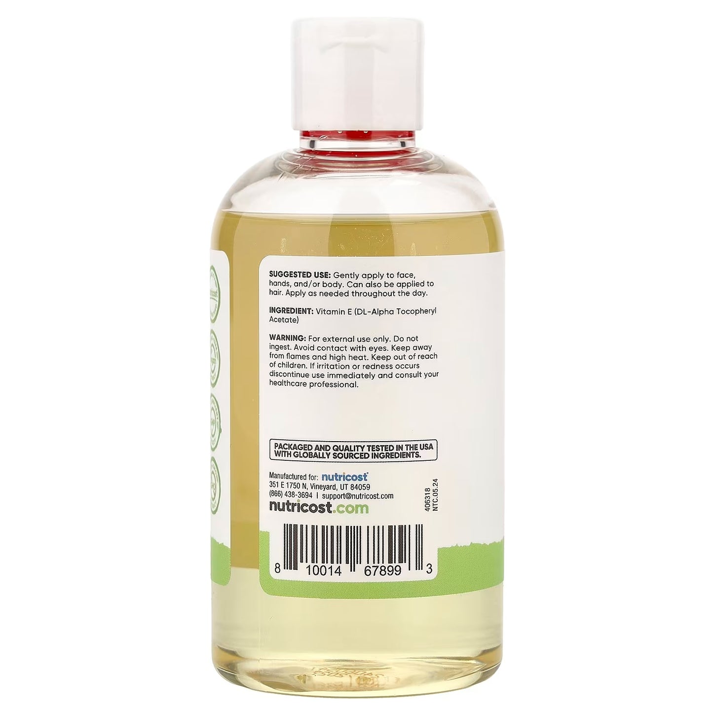 Nutricost Essentials Vitamin E Oil 8 oz (230,000 IU) – Pure Vitamin E Oil Supplement