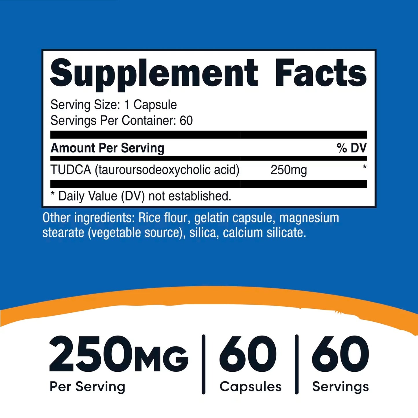 Nutricost TUDCA 250mg – 60 Capsules | Tauroursodeoxycholic Acid, Gluten-Free & GMO-Free