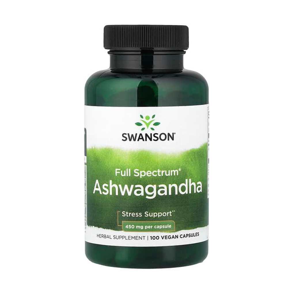 Swanson Vitamins Full Spectrum Ashwagandha Stress Support" 450 Mg per Capsule 100 Vegan Capsules