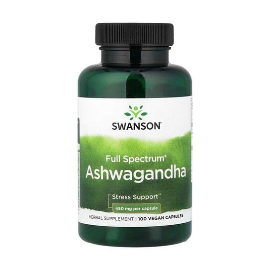 Swanson Vitamins Full Spectrum Ashwagandha Stress Support" 450 Mg per Capsule 100 Vegan Capsules