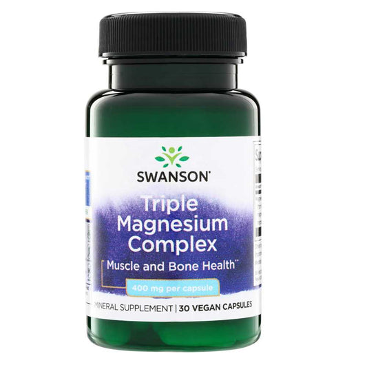 Swanson Vitamins Triple Magnesium Complex 400 Mg Muscle and Bone Health Vegan Capsules
